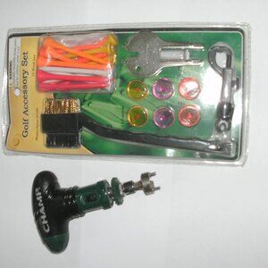 NEW Golf Accessory 23 piece Set & CHAMP Fast Wrench Spike Cleat Tool with 1 Bit